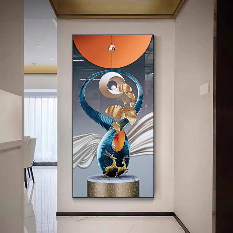 入户玄关装饰画水钻立体晶瓷镶钻壁画艺术墙挂画酒店走廊过道墙画图片