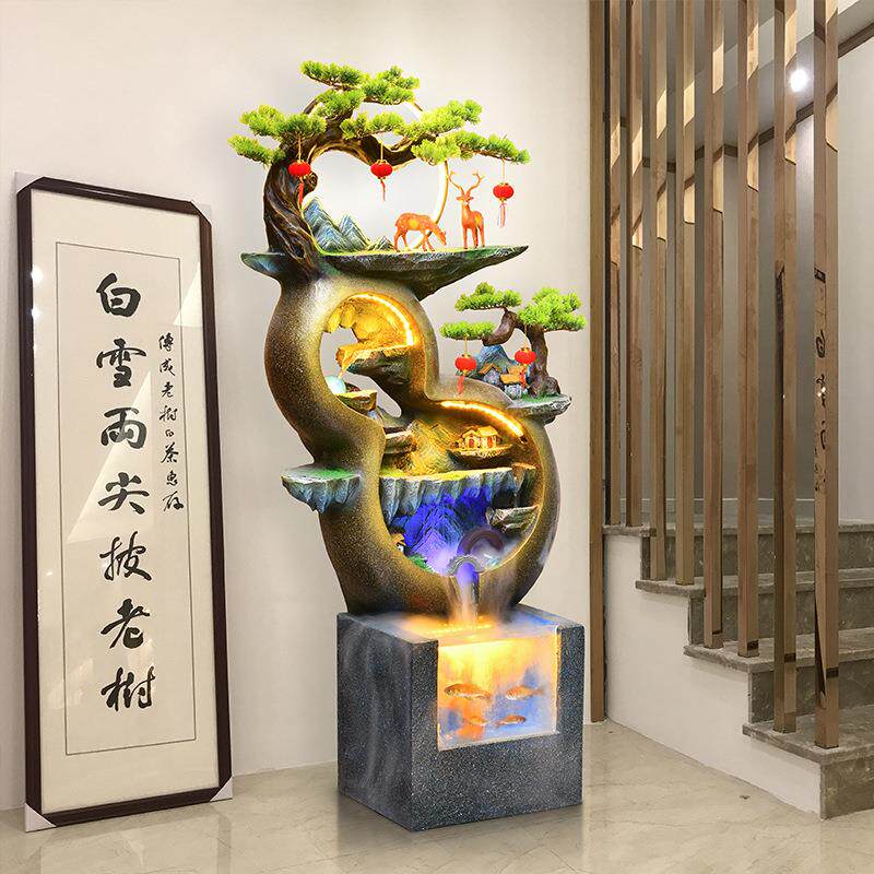 葫芦流水生财摆件循环水落地鱼缸客厅办公室假山喷泉乔迁新居礼品