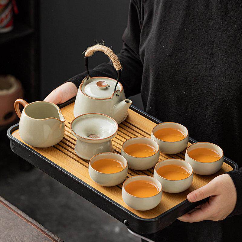 月窑记 汝窑茶具套组茶壶茶杯功夫盖碗陶瓷家用办公室会客泡茶盘