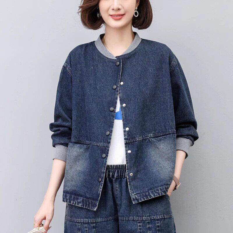 牛仔外套2026新款女春秋薄款大码宽松短款小个子小香风休闲棒球服