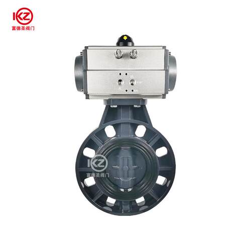 气动UPVC蝶阀D671X-16S塑料气动对夹蝶阀化工耐酸碱蝶阀厂家直供