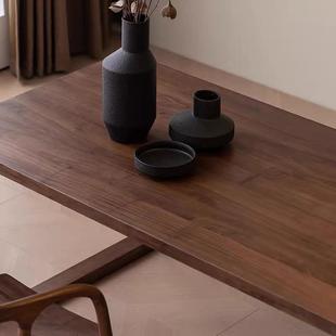 板北美黑胡桃木餐929莫比桌恩实木大桌家用极简餐原木洽谈桌泡茶