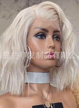 新款直销ebay新品欧美假发60#女士前蕾丝化纤短卷发假发头套现货