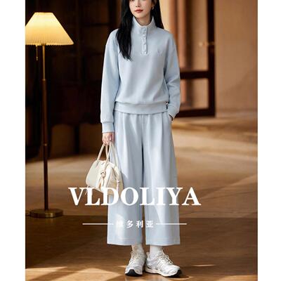 VLDOLIYA维多利亚超好看立领卫衣套装女2026春秋新款阔腿裤两件套