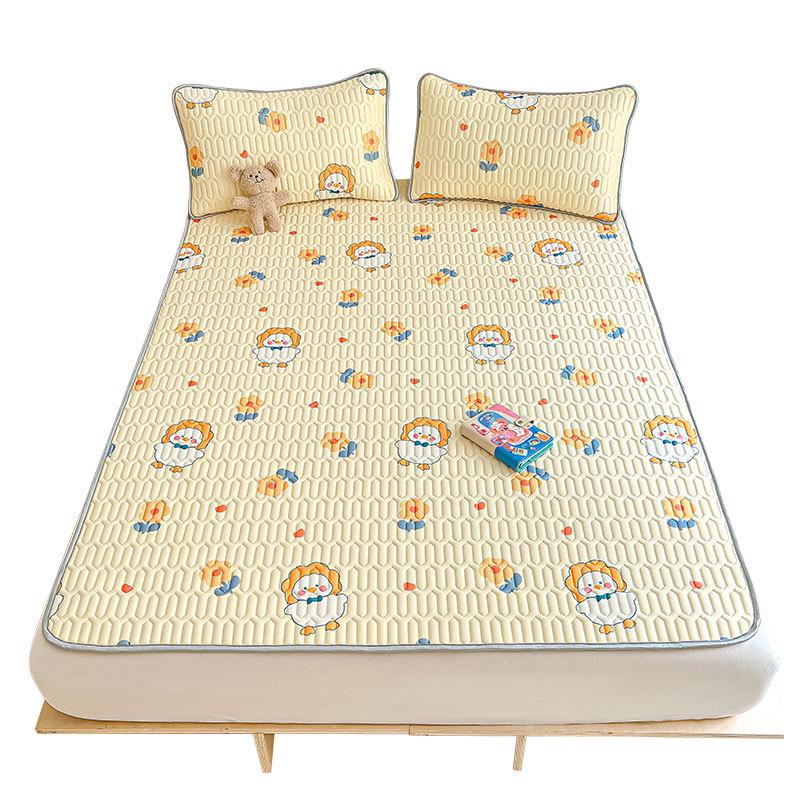 乳胶凉席夏季冰丝席子学生宿舍单人三件套可折叠凉床垫2024新款