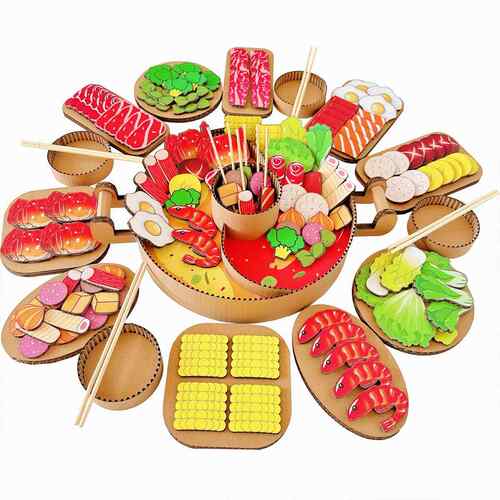 幼儿园生活美食区火锅手工材料厨房烧烤串串diy玩教具娃娃家环创