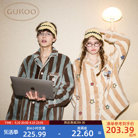 Gukoo/果壳睡衣情侣冬季史努比联名玉狐绒保暖男家居服套装D