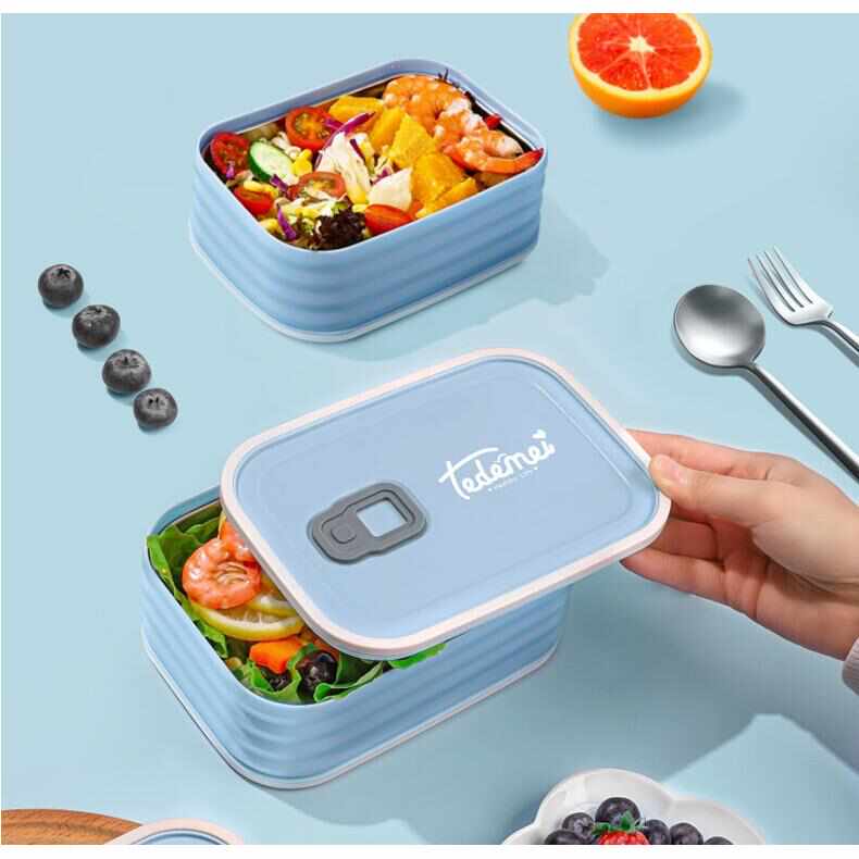 小清新少儿304不锈钢保温饭盒上班族女生便当盒密封透气水果盒子