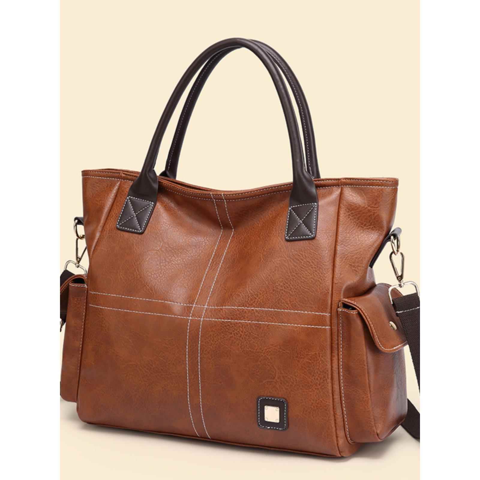 潮牌韩版通勤女包电脑大包新款包包单肩斜挎包手提托特真皮大容量