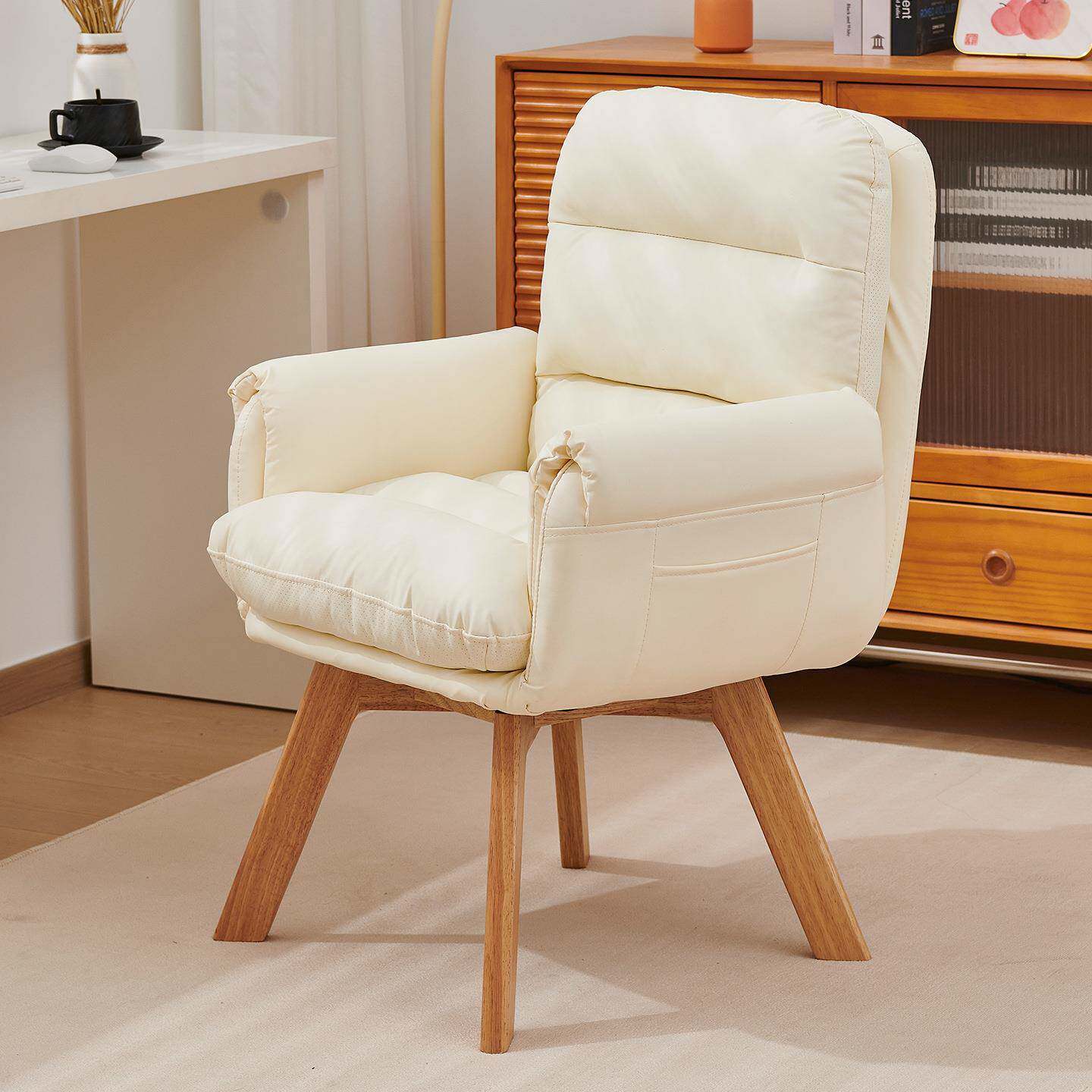 家用实木书桌椅电脑椅子久坐不累办公座椅卧室化妆转椅靠背学习椅