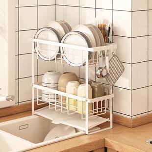 厨餐房碗水槽沥水架碗筷放碟碗架洗池窄款 双层置物架晾碗HS34X具
