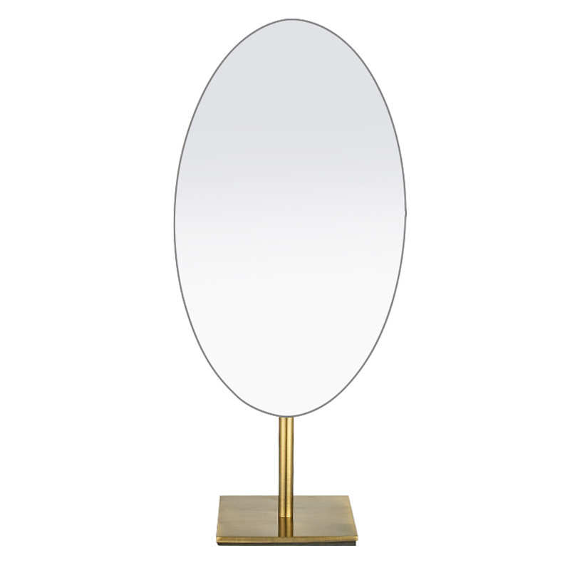 外贸珠平面椭圆形化妆镜台式铜镜北欧宝镜镜子梳妆镜奢轻桌面复古