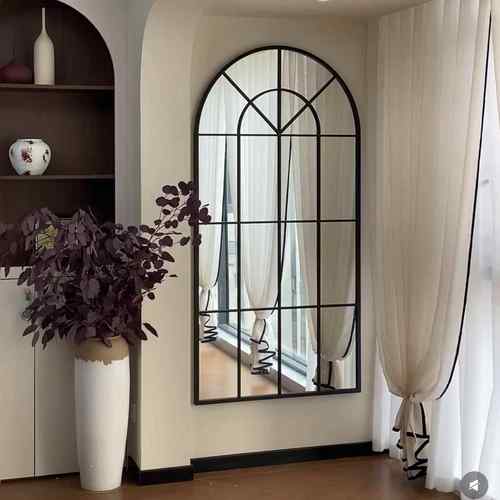 法式客厅入口拱镜全身镜壁挂镜梳妆镜家用落地镜装饰镜装修镜