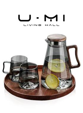 U Mi LIVING·山峰 | 茶壶烟灰色玻璃冷水壶水杯套装耐高温冷水壶