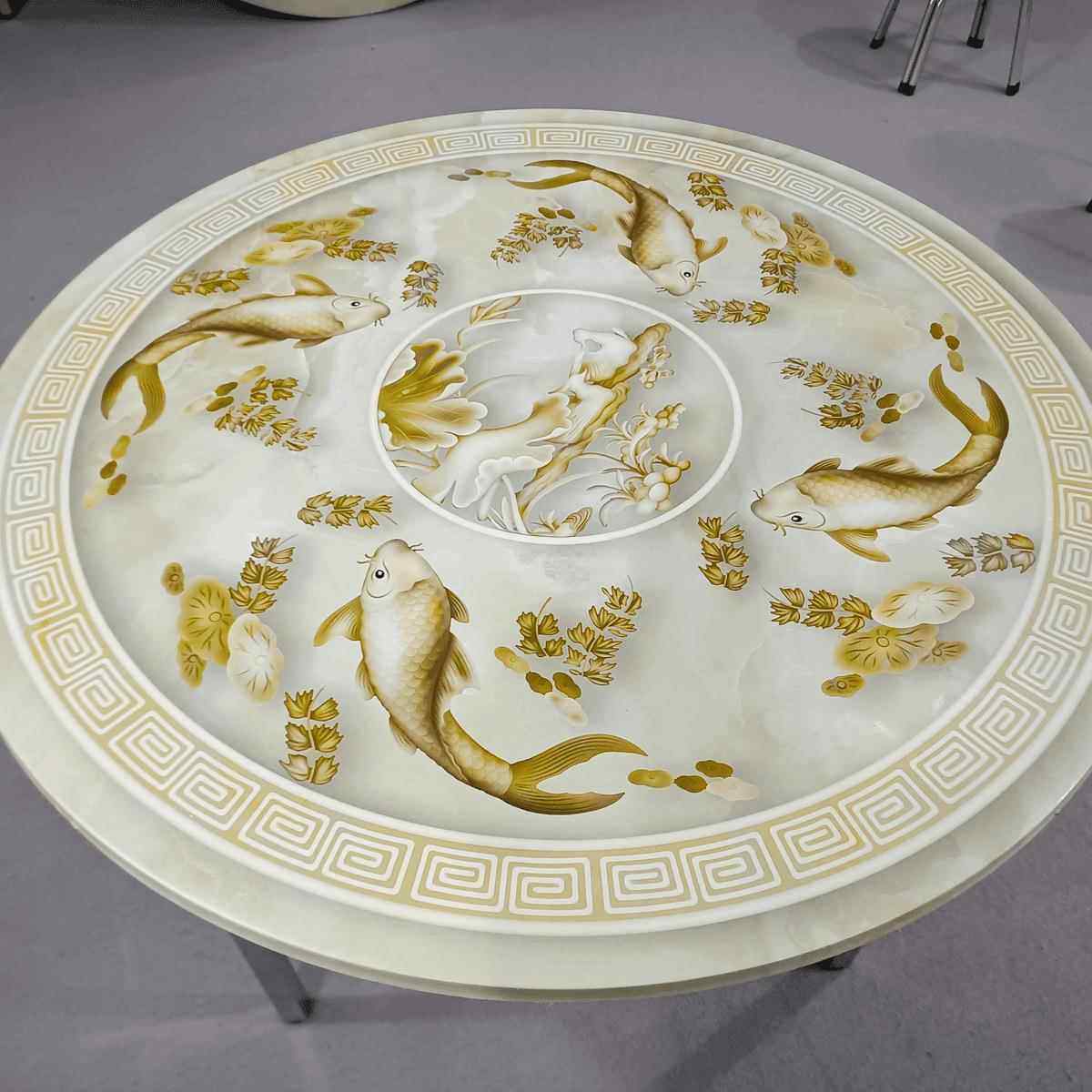 OXE【外2置圆转盘圆】1.17米桌不锈钢桌腿可折叠家用高7公分圆形