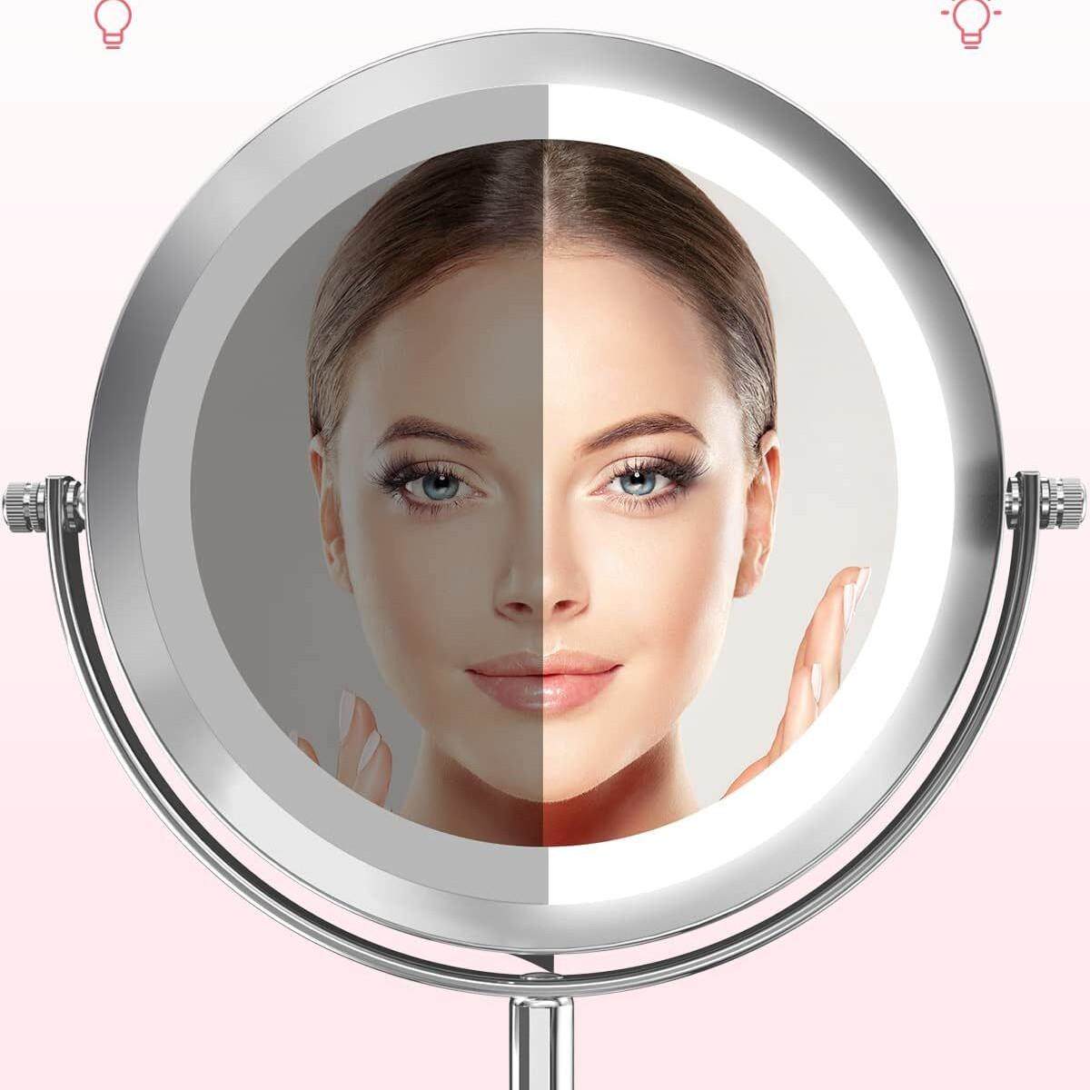 网红led化妆镜带灯桌面台式梳妆镜宿舍充电式补光镜子女生美妆镜