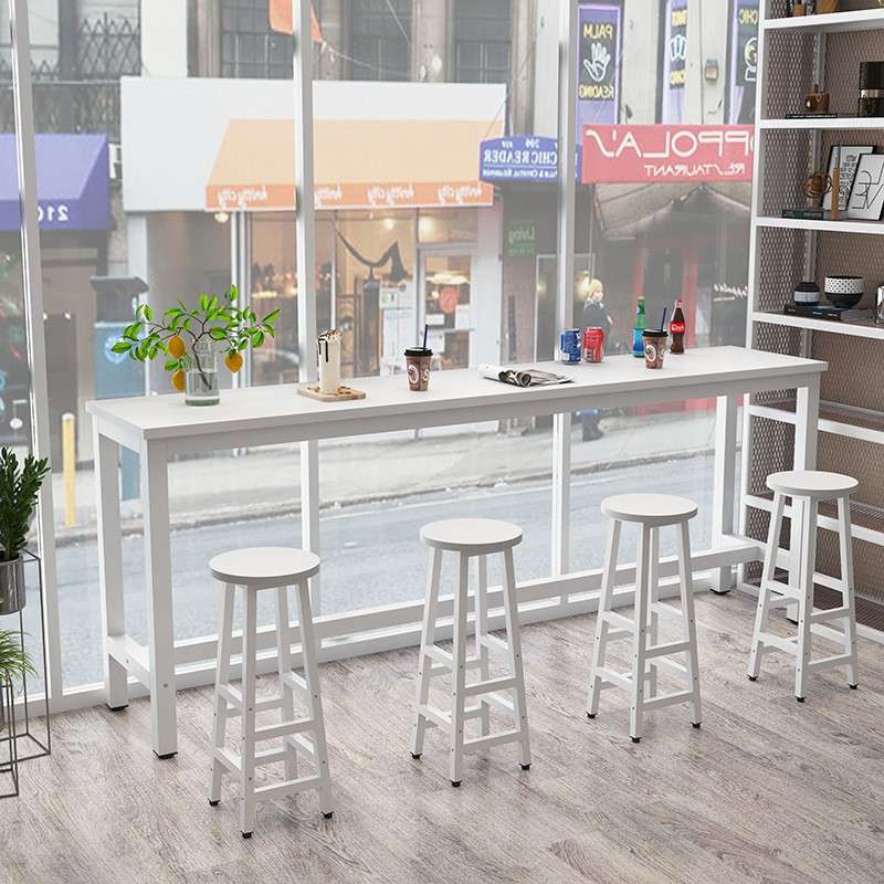 靠墙吧台桌家用简约阳台酒吧奶茶店高脚桌椅长条餐桌窄桌椅窗边桌