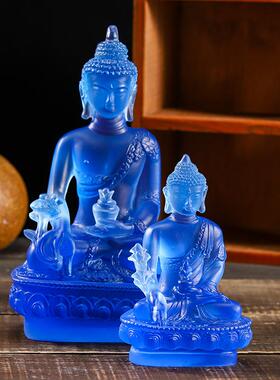 树脂彷玻璃工艺品药剂师佛像便携式小佛像药剂师玻璃光如来装饰家