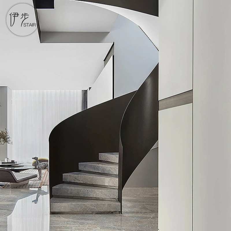 不锈钢楼梯厂家加工别墅室内玻璃不锈钢旋转楼梯上门安装