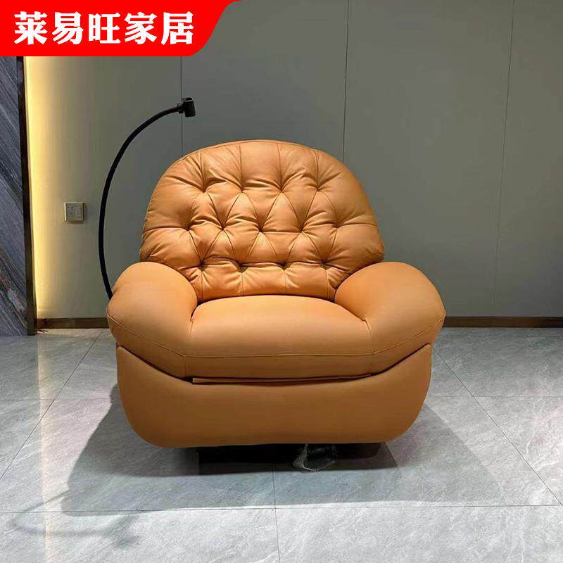 客厅家具皮革电动休闲椅阳台可伸缩躺椅手动单人旋转椅子外贸工厂