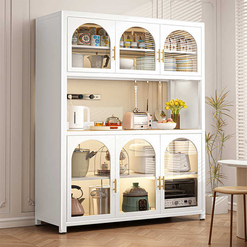 边微波炉烤箱落地柜锅餐储物柜钢化玻璃物子电器架柜收纳具置厨房