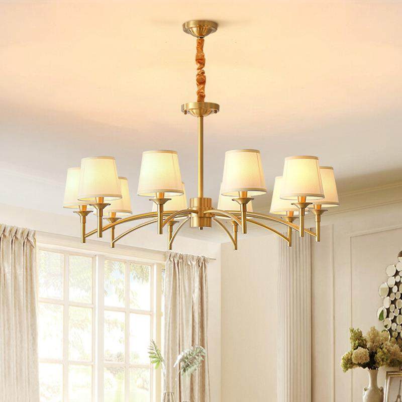 全铜吊灯客厅灯美式轻奢主灯简约大气乡村餐厅卧室复古大厅灯