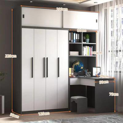 脑fLE电台式桌连桌体L型转角书ITV衣柜组合一简约家用卧室体学生