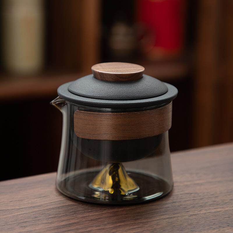 德化陶瓷快客杯1壶3杯日照金山黑陶路宝全瓷过滤旅行茶具主人杯