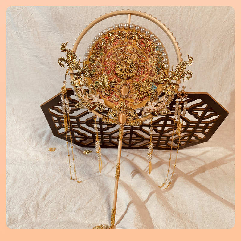 ⇗团扇新娘手捧婚扇中式婚礼秀禾扇子diy材料结婚喜扇成品却扇