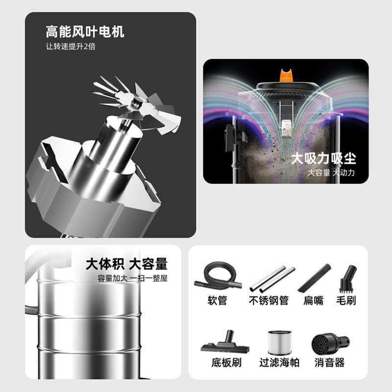 定制吸尘器干湿吹家用商用工业纯铜电机不锈钢35L45L吸水机