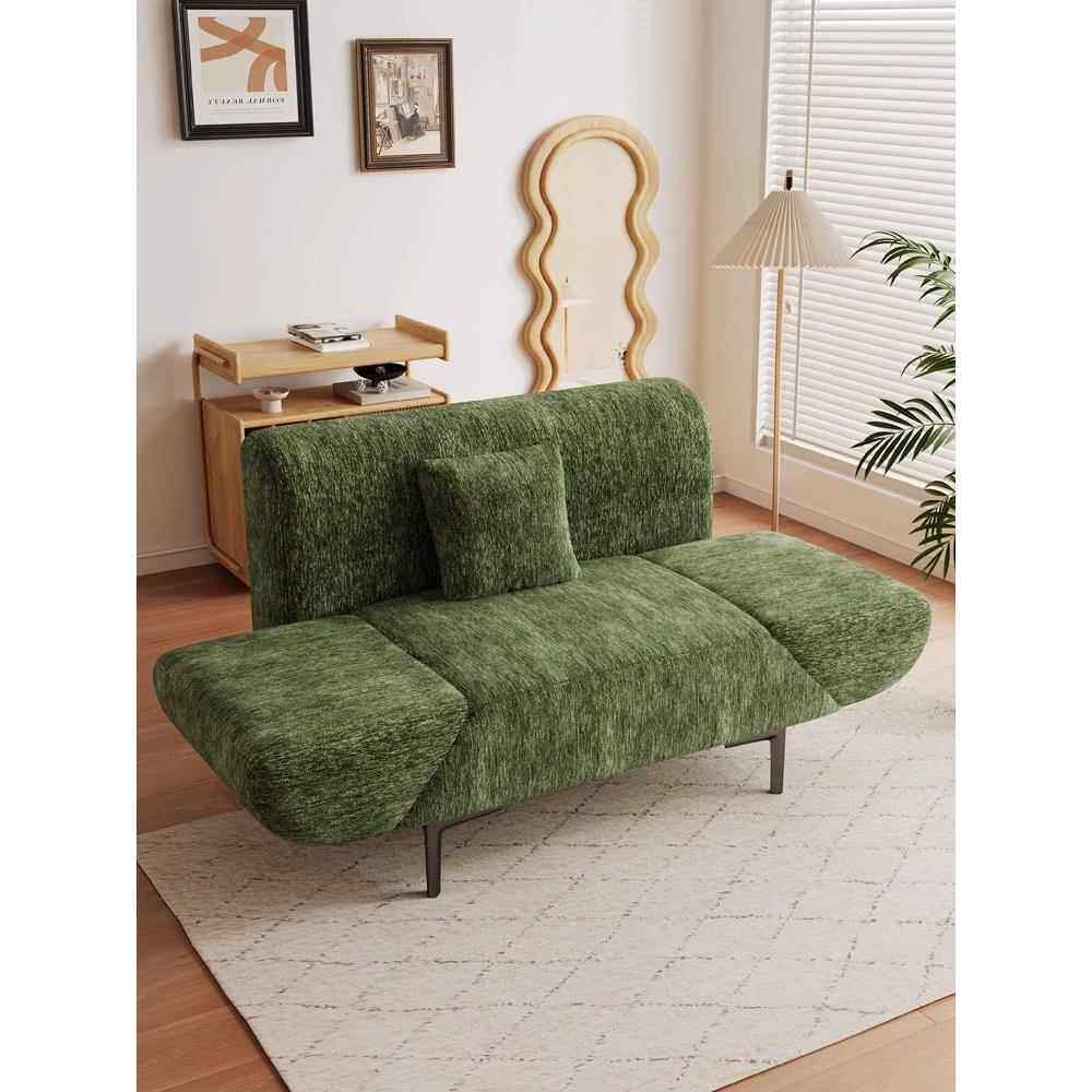 政府补贴斯澜迪覆古绿色雪尼尔休闲椅小户型客厅设计师单人位沙发