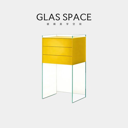 GLAS玻璃角柜意式极简靠墙三斗柜设计师客厅家用卧储物收纳窄边柜