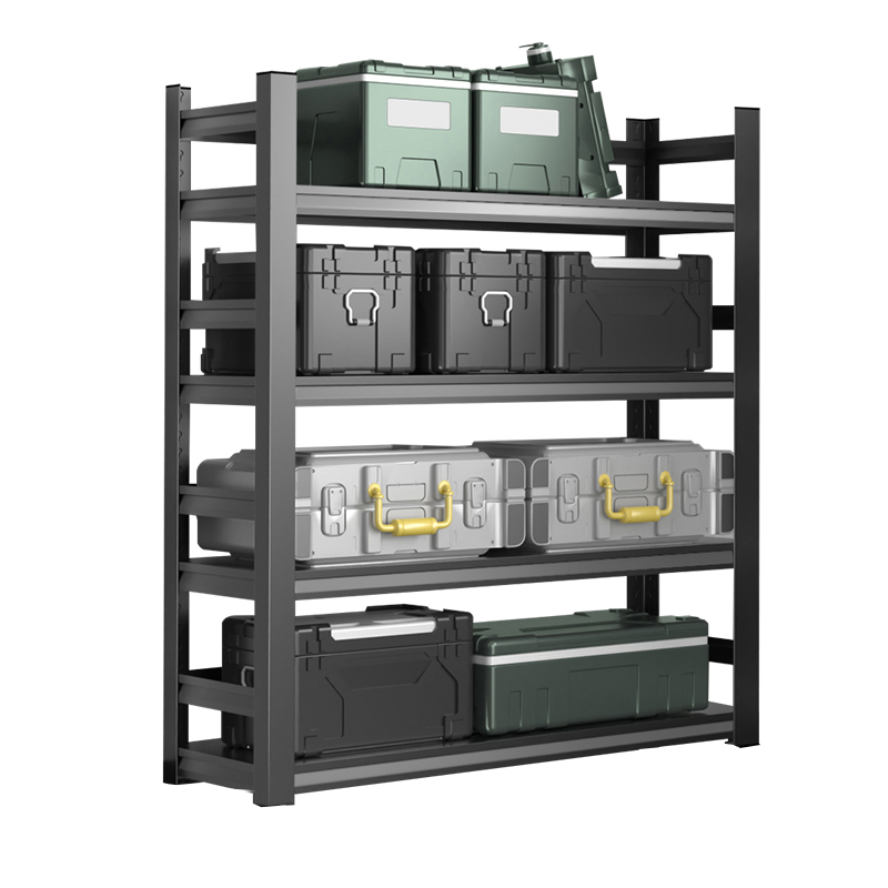商用黑色碳钢带围栏葫芦孔置物架落地多层家用多功能收纳架货架子