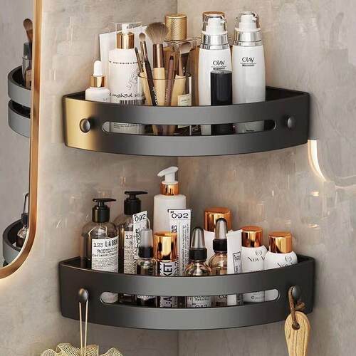 No-drill bathroom triangular shelf, wall-mounted storage rac