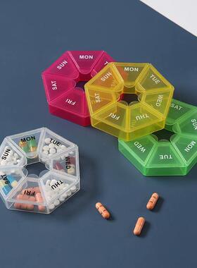 1Pcs Color Medicine Box Pillbox Dispenser 7 Days Weekly Port