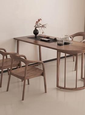 新式中实木茶桌椅组合办公室靠墙桌家小户阳台小ZG-78684型泡茶桌