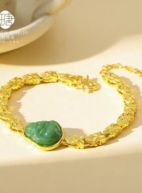 深绿佛公手链男女同款轻奢百搭幸运草时尚高级感通勤手饰
