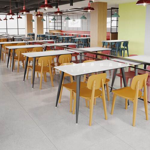 学校员工食堂桌椅汉堡炸鸡店商用奶茶小吃快餐店餐饮岩板桌椅组合