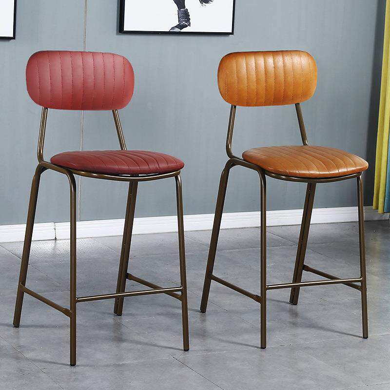 复古铁艺吧台椅现代简约家用靠背吧凳酒吧椅高脚凳奶茶店前台椅子