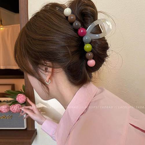 可爱彩虹糖抓夹冬发夹女后脑勺气质2025年新抓夹大号鲨鱼夹高级感