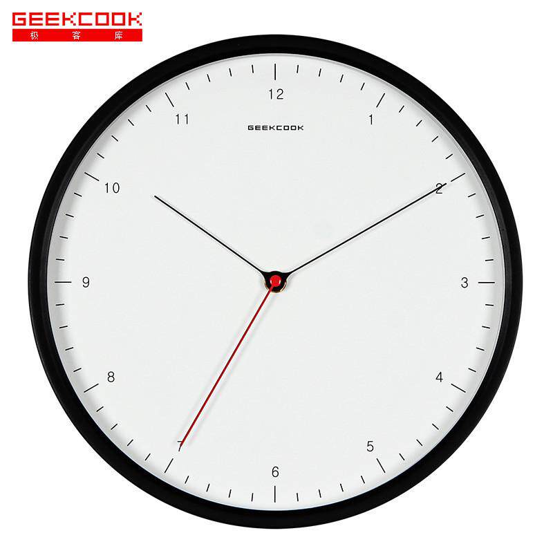 极客库12英寸石英钟表现代简约创意个性圆形挂钟低噪客厅卧室挂表