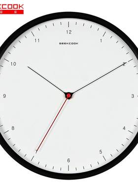 极客库12英寸石英钟表现代简约创意个性圆形挂钟低噪客厅卧室挂表