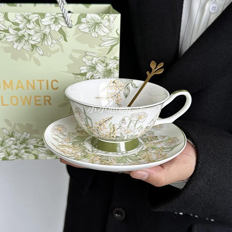 高档精致下午茶马克杯办公室水杯女轻奢高级感陶瓷咖啡杯子伴手礼