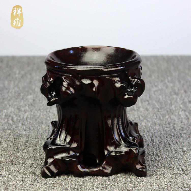 雕水晶球葫木芦底座蛋凹槽球座鸵鸟圆球奇石工艺球座品摆件实木质
