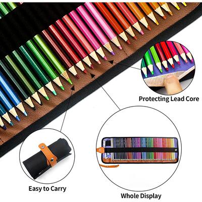 50/72-Piece Colored Pencil Set with Canvas Roll-Up Case - Pe
