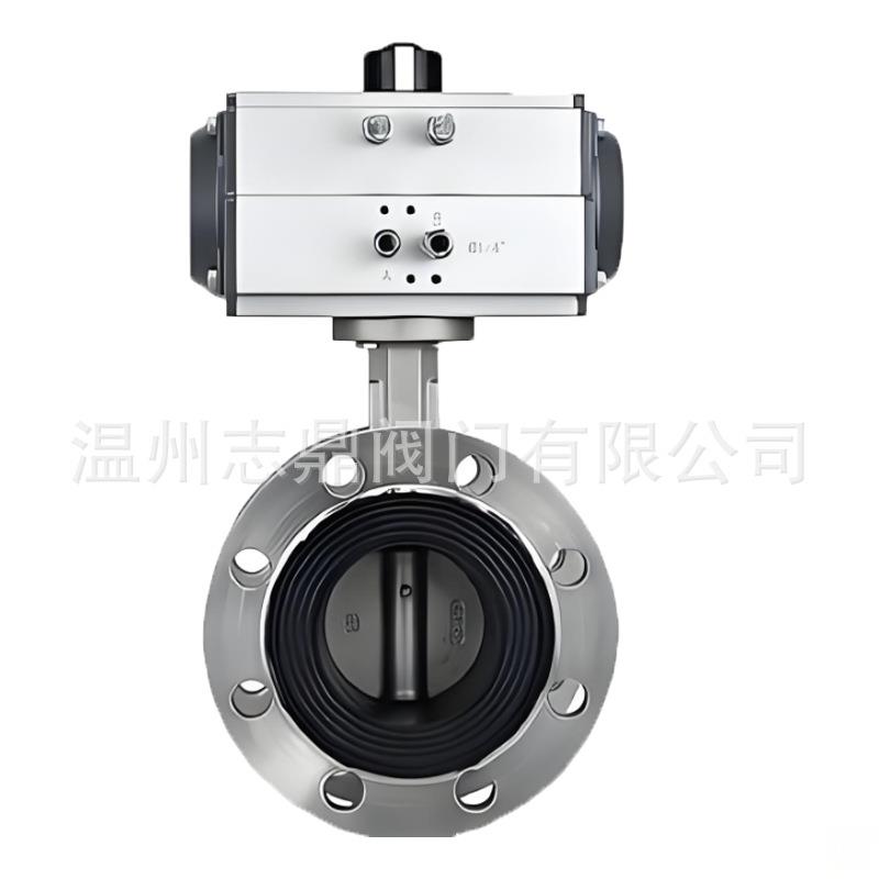 D641X-16P304不锈钢气动法兰双作用气缸蝶阀无销蝶阀加宽乙丙