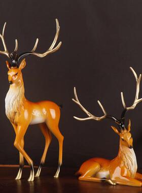 杨铜记铜鹿 铜鹿 铜寿鹿 铜梅花鹿 家居办公室铜鹿摆件