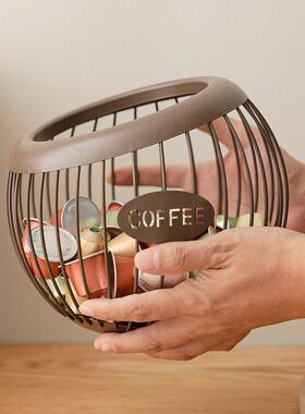 欧式斜口收纳篮咖啡大小胶囊奶球糖收纳架储放黑色创意水果不锈架