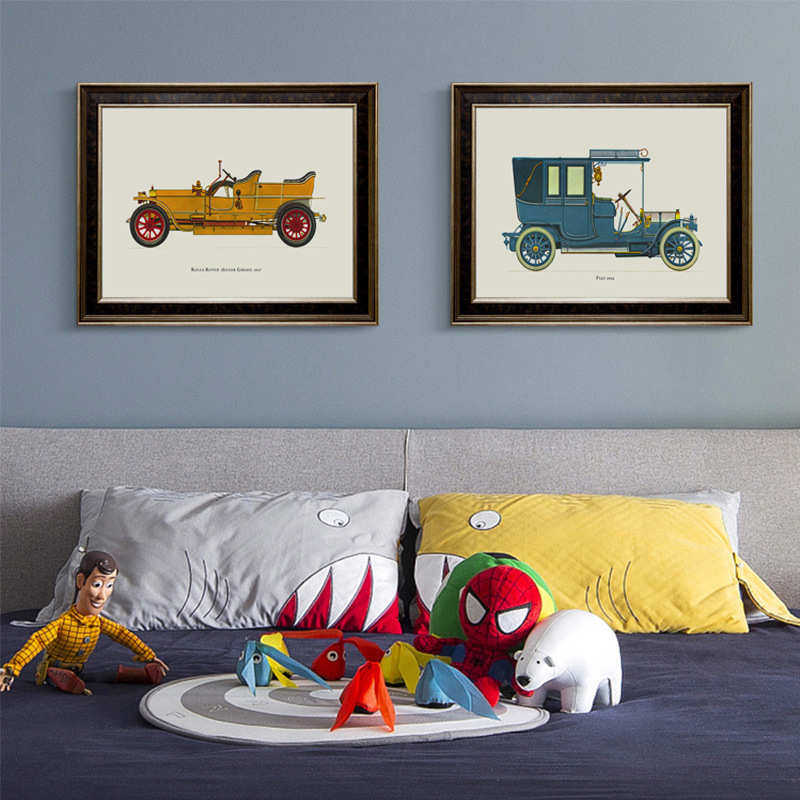 复古老爷车 北欧儿童房装饰画男孩卧室房间墙面壁画美式床头挂画,家居饰品,现代装饰画,淘宝优惠券,粉丝福利购,淘宝优惠卷