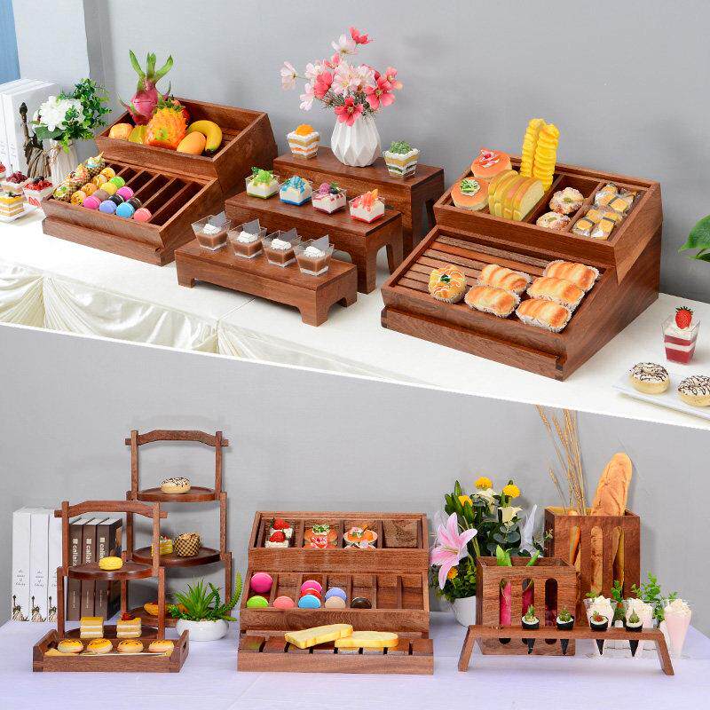 中式甜品台摆件展示架木质自助餐蛋糕点心架面包托盘冷餐茶歇摆台